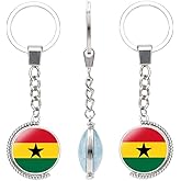 vmcoatdu Many Countries National Flag Double Sided Rotation Key Chain Keyring Gift Men Women Stainless Steel Glass Keychain