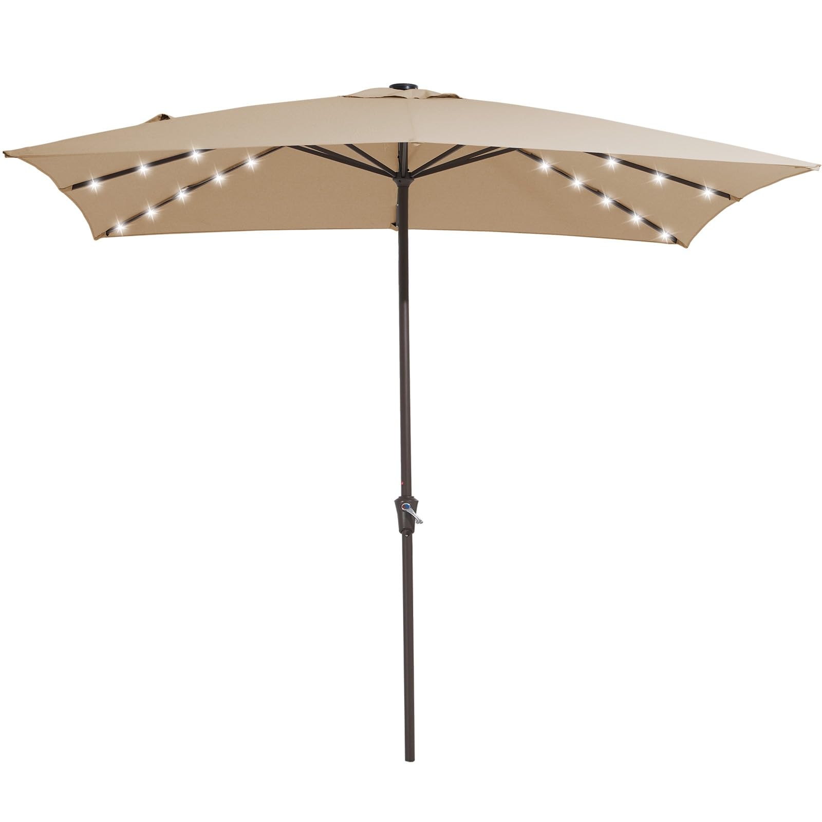 Photo 1 of **PARTS ONLY**JEAREY 8x10 ft Rectangular LED Lighted Patio Umbrellas Outdoor Solar Table Market Umbrella w/Crank, 8 Sturdy Ribs, UV Protection Waterproof Sunproof(Beige)
