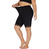 WIPLORE Plus Size Slip Shorts for Women Soft Modal Short Leggings Lace Shorts Under Dresses Mid Thigh Leggings Pants