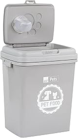 Taylor & Brown 40L Grey Airtight Pet Food Container with Flip Top Locking System