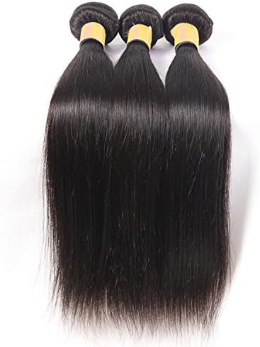 Oriental Show 8~30 inches 6A Brazilian Silky Straight, Pack of 3(Mixed Length), 100% Unprocessed Virgin Human Hair, 300g Total(100g Each), Natural Color (10 10 10)
