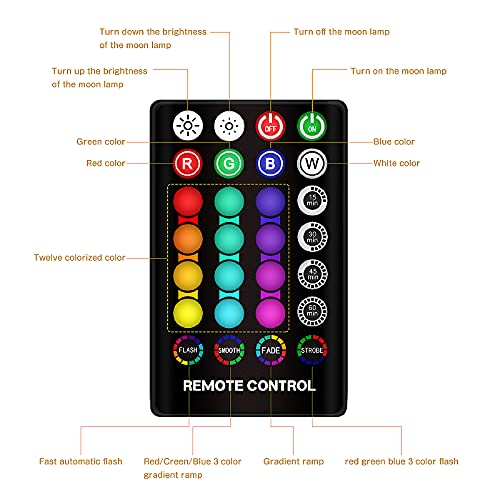 Moon Lamp Kids Night Light, GDPETS Galaxy Lamp 16 Colors 3D Star Moon Light with Wood Stand, Remote & Touch Control USB Rechargeable Gift for Girls Lover Birthday (4.8 inch)