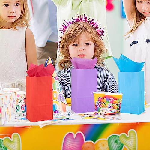 JOHOUSE 58PCS Paper Gift Bags, Colorful Treat Bags Bulk Candy Color Goodie Bags for Kids Party Favor Bags for Birthdays Baby Showers Crafts Wedding 9 Colors
