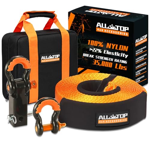 ALL-TOP Nylon-Recovery Kit mit Anhängerkupplung: 7,6 cm x 30 m (15,9 kg) 100% Nylon Santch Strap + 5,1 cm Shcakle Hitch Receiver + 3/4 HD Schäkel (2 S