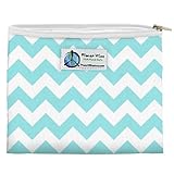 Planet Wise Reusable Zipper Sandwich and Snack Bags, Sandwich, Teal Chevron