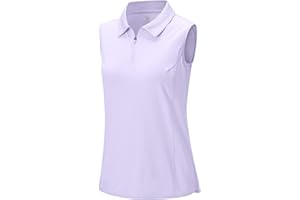 BGOWATU Women's Sleeveless Golf Polo Shirts 1/4 Zip Tennis Tank Tops with Collar UV Protection Quick Dry