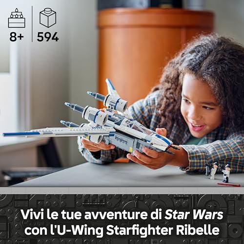 Star Wars 75399 Rebel U-Wing Starfighter Building Toy with Swing-Wing Function & 3 Minifigures incl. Cassian Andor, Plus a K-2SO Droid Figure - Gift for 8+ Year Old Boys & Andor Season 2 Fans