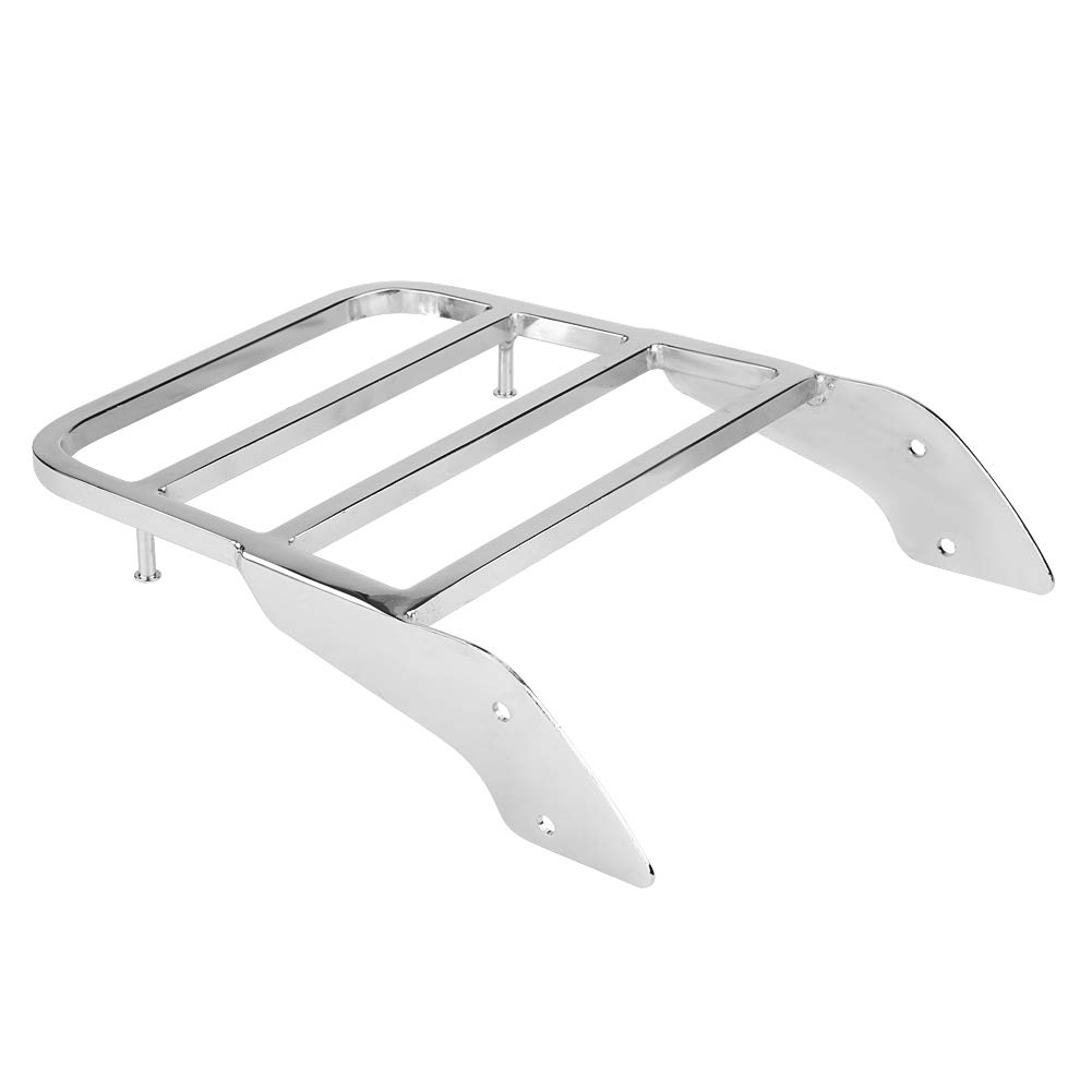 KIMISS Motorcycle Rear Luggage Rack,Metal Materials Motorcycle Rear Sissy Bar Luggage Rack Mounting Carrier Pak Pack for VT750 C2 1997-2003 Chrome Silver