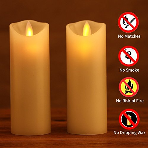 image for Candle Wall Sconce Set of 2 and Classic Pillar Real Flame-Effect Flame