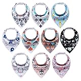 10-Pack Baby Bandana Drool Bibs set for Drooling Boys & Girls Upsimples Teething,100% Organic Cotton Super Absorbent, Hypoallergenic and Shower Gift Set.