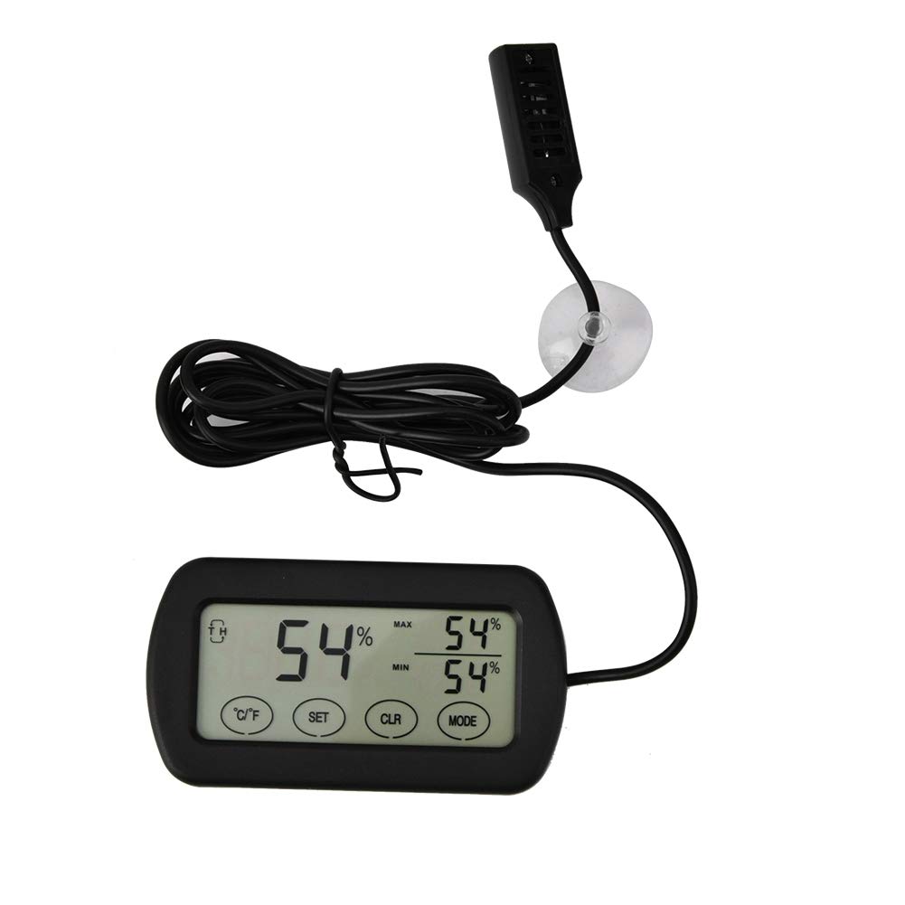Digital Thermometer Hygrometer Monitor, LCD Display with Alarm Function for Egg Incubators Reptile Tanks Automatic Temperature Humidity Gauge with Remote Probes