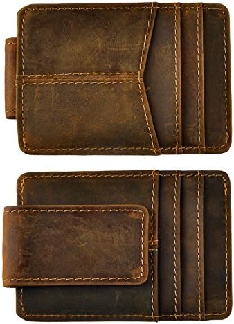 HOPSOOKEN Money Clip RFID Front Pocket Wallet Men Leather Slim