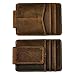Le'aokuu Mens Genuine Leather Cowhide Clip Credit Card Case Handy Slim Wallet Magnet (B Dark Brown)