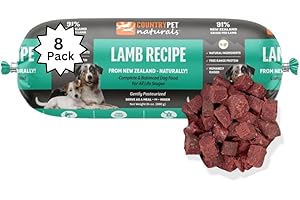 CountryPet Naturals New Zealand Frozen Lamb Dog Rolls, Pasture-Raised & Free-Range, Gently Pasteurized Raw Dog Food, Protein-Rich, Natural & Healthy (8 Rolls/case)