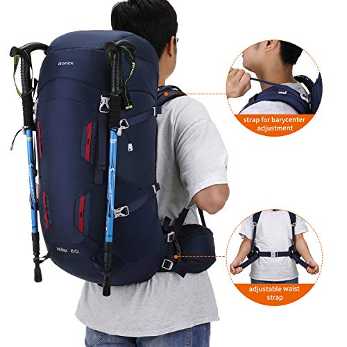 Gonex 45L/50L Hiking Internal Frame Backpack, Outdoor Travel Backpacking Backpack with Rain Cover for Camping, Trekking, Climbing for Men Women Deep Blue - Thumbnail 4