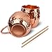 Delicious Sphere Copper Mugs Moscow Mule with 2 Straws Solid Handcrafted Copper Hammered Cups Set of 2 - 16oz