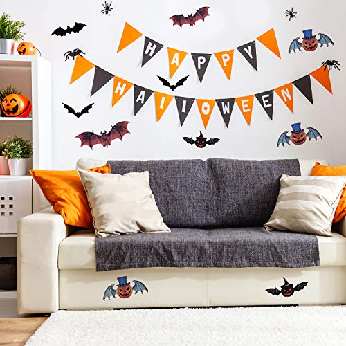 Halloween 3D Bats Stickers, Spooky Halloween Stickers, Trick or Treat Themed Pumpkin Ghost Bat Stickers for Halloween DIY Home Window Decoration - 24 PCS
