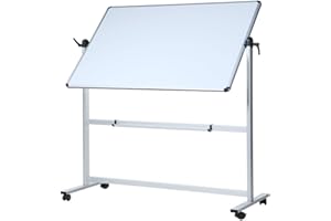 VIZ-PRO Double-Sided Magnetic Mobile Whiteboard, 48 x 36 Inches, Aluminium Frame and Stand