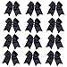 8 Inch Cheerleader Bows Ponytail Holder Solid Color Cheerleading Bows Hair Tie (Black)