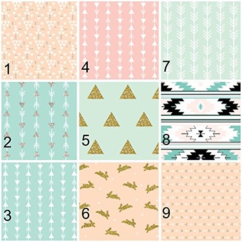 organic blush and mint crib bedding, sheet, blanket, changing pad, diaper stacker, curtains, valance, swaddle