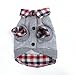 PanDaDa Dog Cat Grid Sweater Puppy Warm T-Shirt Pet Clothes Polo Shirt Dog (M, Gray)