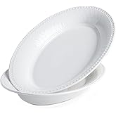 Kanwone Ceramic Large Serving Bowls, Oval Serving Platters for Entertaining, 13" Porcelain Serving Dishes for Dinner, Pasta, Salad, Turkey, Fruit, Bread, Appetizers, Microwave Safe, White, Set of 2