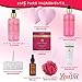 Home Spa Gift Bath and Body Basket for Women, Christmas Birthday Gift, Peony & Geranium Home Spa Kit, Bath Gift Set-Shower Gel-Bubble Bath-Body Lotion-Bath Bombs-Bath Salt-Message Oil-Puff