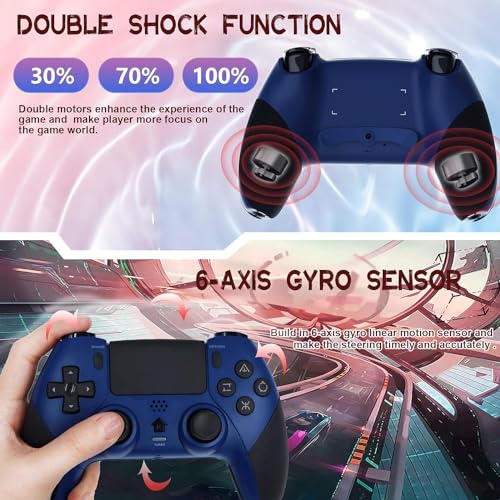 Wireless Pro Controller for PS4 Controller, Game Controller Compatible with Playstation 4/Slim/Pro/PC,Built-in 800mAh Rechargeable Battery/Responsive Joystick and Buttons/Audio/Turbo (Blue & Black)