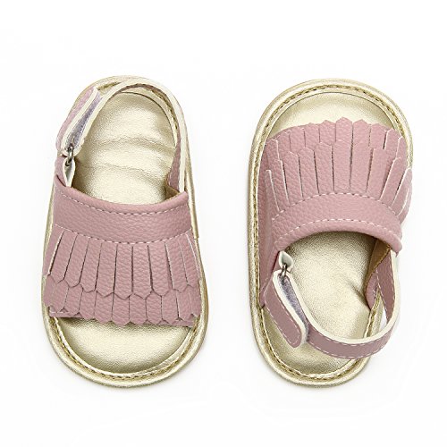 Baby Sandal Tassels Summer Lace-up Toddler Gladiator Shoes 0 6 12 18 Months (13cm Sole(12-18 Months), Pink)