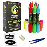 Liquid Chalk Markers 8 Colored Washable Pens with Reversible Bullet And Chisel Tip - Child Friendly - Perfect for Chalkboards, Bistro, Windows, Glass, Labels, Whiteboards