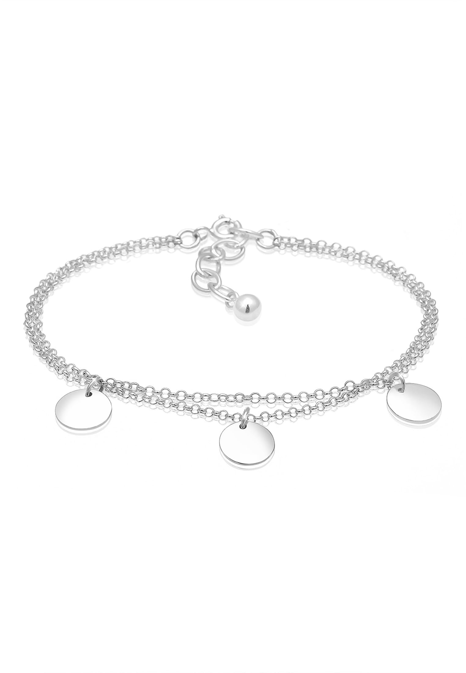 Elli Women's 925 Sterling Silver Circle Layer Geo Plate Bracelet of Length 16 cm