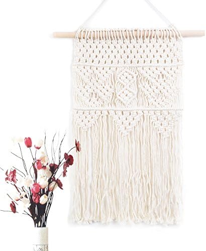 HAYATA Macrame Wall Hanging Tapestry - BOHO Chic Home Decorative Interior Wall Decor - Bohemian Ethnic Apartment Dorm Room Art Decor - Wedding Party Backdrop Living Room Bedroom Decorations, 13.0"W x