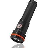 Onature Professional Diving Flashlight Rechargeable, 2000 Lumens LED Underwater Dive Light, IP68 Waterproof 100M, Up to 3500 lumens in Turbo Mode, Black (Battery NOT Included)