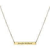 ab creatives Personalized Bar Necklace, Dainty Charm Pendant Sterling Silver or 14K Gold, Custom Engraved Name Jewelry