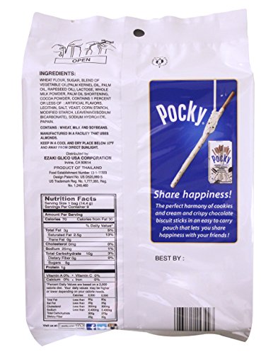 POCKY GLICO COOKIES AND CREAM COVERED BISCUIT STICKS, 4.57 OZ (PACK OF 5)