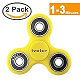 Fidget Spinner, [2 pack] iVoler Hand Spinner EDC Toy Tri-Spinner Ultra Durable Bearing Non-3D printed Fidget Focus Novelty Toy (Yellow)