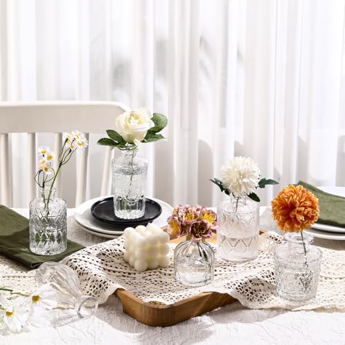 ROLLSCERAY Set of 32 Transparent Glass Bud Vases for Table Centerpieces, Small Flower Vases, Mini Vintage Flower Vase for Table Centerpieces, Wedding Table Decoration