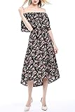 Women's Off-Shoulder Casual Dress, Long Maxi Ruffle Sexy Summer Ladies Dress for Women With Chamomile Floral Print