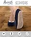 Pembrook Ladies Cable Knit Slippers – Navy - Medium (7-8) – Ballet Style With Non-Skid Sole - Faux Shearling Lining and Suede Sole - Great Plush Slip On House Slippers For Adults, Women, Girls