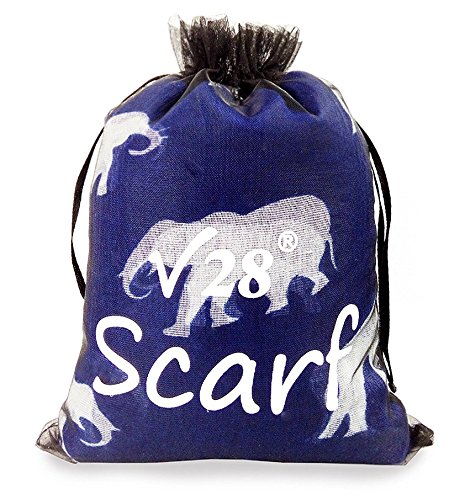 V28 Gorgeous Blue Elephant Print Long & Soft Scarf Shawl/Wrap - Large