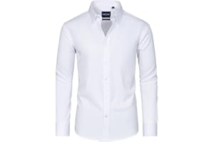 Alimens & Gentle Slim Fit Dress Shirts for Men Long Sleeve Stretch Stain Proof Wrinkle Free Button Down Shirts Formal Shirts
