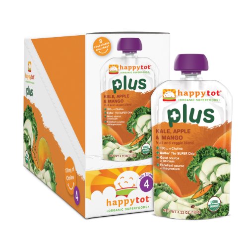 Happy Tot Plus Organic Baby Food, Kale, Apple and Mango, 4.22 Ounce Pouches (Pack of 16). image