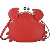 Personalized cartoon style ladies shoulder bag, crab-shaped messenger bag, animal style ladies handbag(Red)