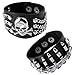 JOVIVI Punk Pu Leather Skull Design Bracelet Wristband Adjustable Size 7 to 8 Inches Include a Gift Pouch