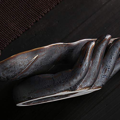 NAGU Incense Holders for Sticks,Long Ceramic Incense Ash Tray,Leaf Shape,Home Decor Artwork (Lotus Leaf)