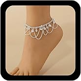Allereyae Boho Gold Bell Anklet Bracelet Jingle Bell Anklet Gypsy Bead Anklets Tassel Foot Chain Anklets Adjustable Beaded Jewelry for Women