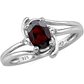Silvershake 7x5MM Oval Shape Genuine Gemstone 925 Sterling Silver Engagement Wedding Anniversary Ring