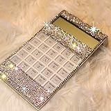 TISHAA Luxury Bling Bling Clear Diamond Crystal Decorative Office Calculator for Great GIFT (White Bling)