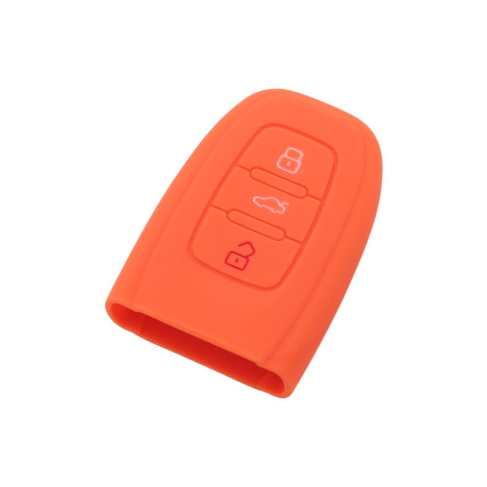BROVACS Silicone Cover Protector Case Holder Skin Jacket Compatible with AUDI 3 Button Smart Remote Key Fob CV9821 Orange