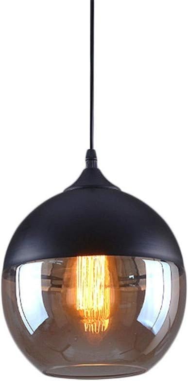 NAANN Globe Pendant Lighting, Modern Hanging Ceiling Lamps Black Industrial Mid Century Amber Glass Pendant Light Fixture with Adjustable Cord for Kitchen Island Bathroom Dining Room E26 Bulb - - 